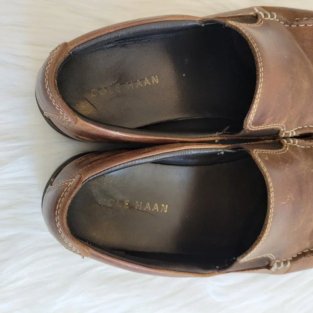Cole Haan Mens Sz 9.5 Loafer Brown Leather Slip On Dress Driving Shoes 12602